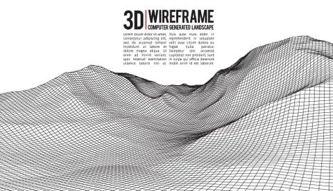Abstract vector landscape background. Cyberspace landscape grid. 3d technology Stock Illustration