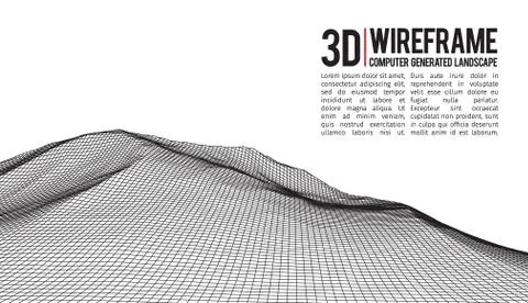 Abstract vector landscape background. Cyberspace landscape grid. 3d technology Stock-Illustration