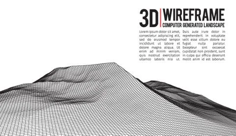 Abstract vector landscape background. Cyberspace landscape grid. 3d technology Stock Illustration