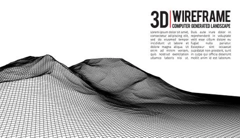 Abstract vector landscape background. Cyberspace landscape grid. 3d technology Stock Illustration