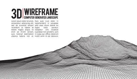Abstract vector landscape background. Cyberspace landscape grid. 3d technology Stock Illustration