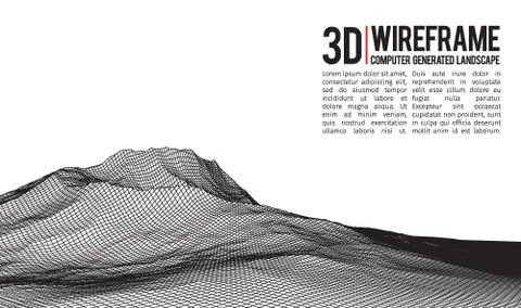 Abstract vector landscape background. Cyberspace landscape grid. 3d technology Stock Illustration