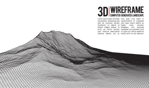 Abstract vector landscape background. Cyberspace landscape grid. 3d technology Stock Illustration