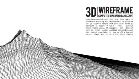 Abstract vector landscape background. Cyberspace landscape grid. 3d technology Illustrazione stock