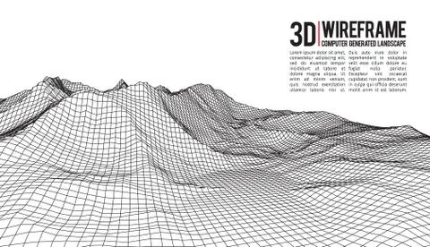 Abstract vector landscape background. Cyberspace landscape grid. 3d technology Stock Illustration