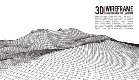 Abstract vector landscape background. Cyberspace landscape grid. 3d technology Stock Illustration