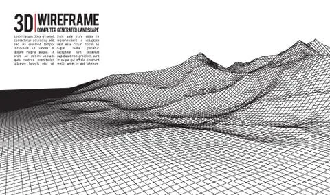 Abstract vector landscape background. Cyberspace landscape grid. 3d technology Stock Illustration