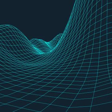 Abstract vector landscape background. Cyberspace grid. 3d technology Stock-Illustration