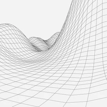 Abstract vector landscape background. Cyberspace grid. 3d technology Illustrazione stock