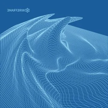 Abstract vector landscape background. Cyberspace grid. 3d technology Stock-Illustration