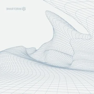 Abstract vector landscape background. Cyberspace grid. 3d technology Stock Illustration