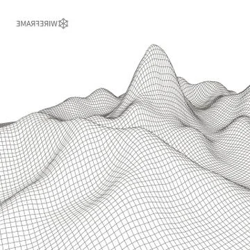 Abstract vector landscape background. Cyberspace grid. 3d technology Stock Illustration
