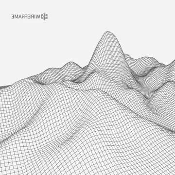 Abstract vector landscape background. Cyberspace grid. 3d technology Illustrazione stock