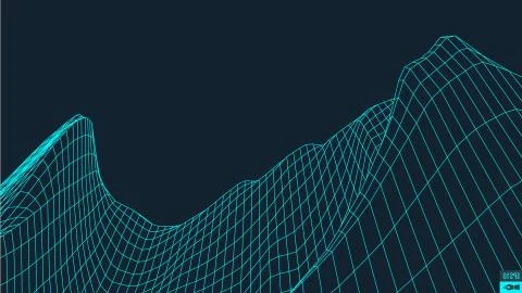 Abstract vector landscape background. Cyberspace grid. 3d technology Stock Illustration