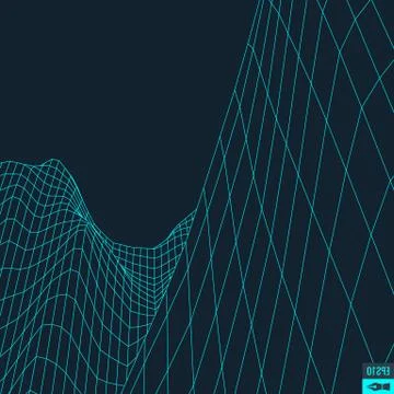 Abstract vector landscape background. Cyberspace grid. 3d technology Illustrazione stock