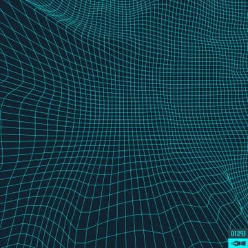 Abstract vector landscape background. Cyberspace grid. 3d technology Illustrazione stock