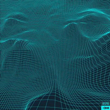 Abstract vector landscape background. Cyberspace grid. 3d technology Stock Illustration