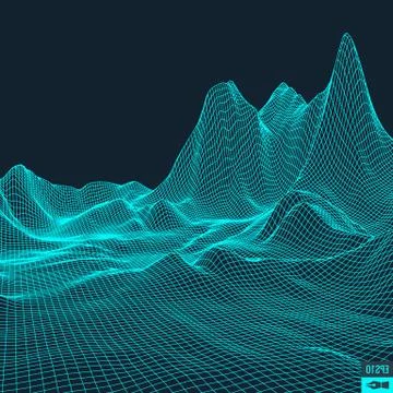 Abstract vector landscape background. Cyberspace grid. 3d technology Illustrazione stock