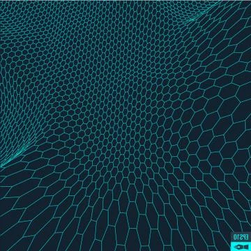 Abstract vector landscape background. Cyberspace grid. 3d technology Stock Illustration