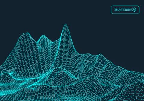 Abstract vector landscape background. Cyberspace grid. 3d technology Stock Illustration