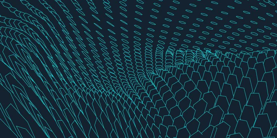 Abstract vector landscape background. Cyberspace grid. 3d technology Stock Illustration