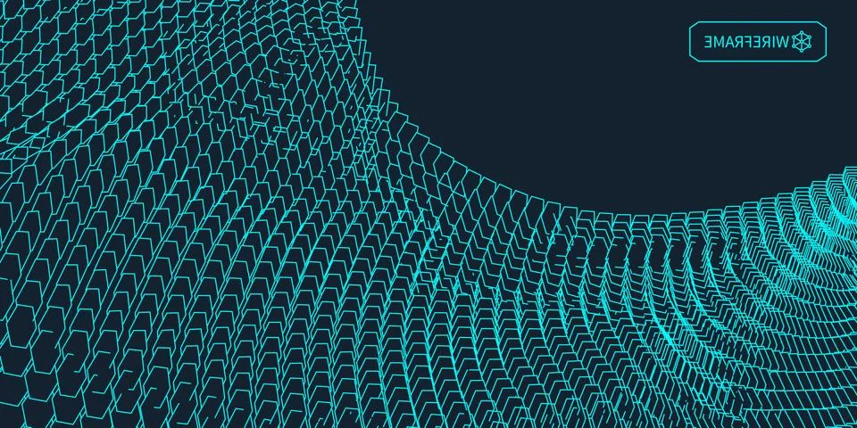 Abstract vector landscape background. Cyberspace grid. 3d technology Stock Illustration