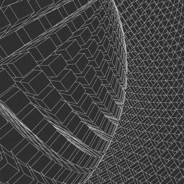 Abstract vector landscape background. Cyberspace grid. 3d technology Illustrazione stock