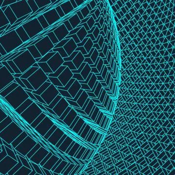 Abstract vector landscape background. Cyberspace grid. 3d technology Stock Illustration