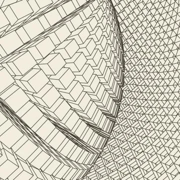 Abstract vector landscape background. Cyberspace grid. 3d technology Stock Illustration