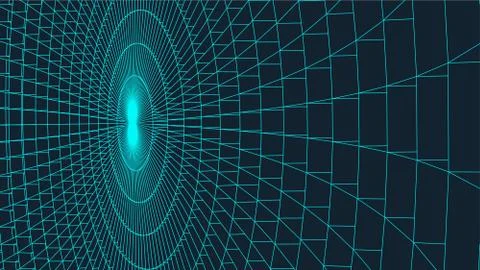 Abstract vector landscape background. Cyberspace grid. 3d technology Stock Illustration
