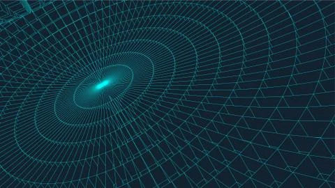 Abstract vector landscape background. Cyberspace grid. 3d technology Illustrazione stock