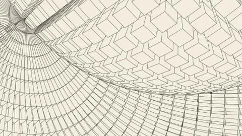 Abstract vector landscape background. Cyberspace grid. 3d technology Stock Illustration