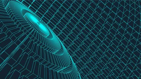 Abstract vector landscape background. Cyberspace grid. 3d technology Illustrazione stock