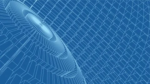 Abstract vector landscape background. Cyberspace grid. 3d technology Stock Illustration