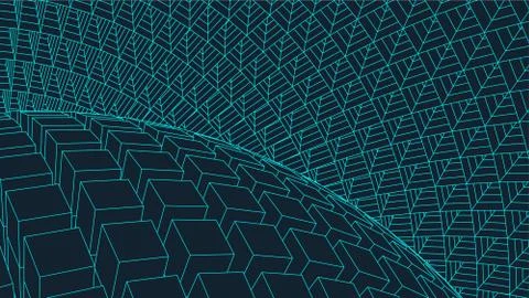 Abstract vector landscape background. Cyberspace grid. 3d technology Stock-Illustration