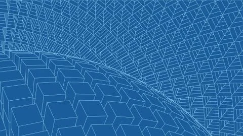 Abstract vector landscape background. Cyberspace grid. 3d technology Illustrazione stock