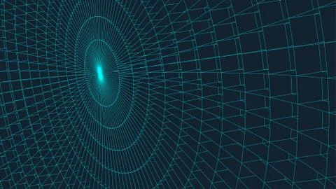 Abstract vector landscape background. Cyberspace grid. 3d technology Stock Illustration