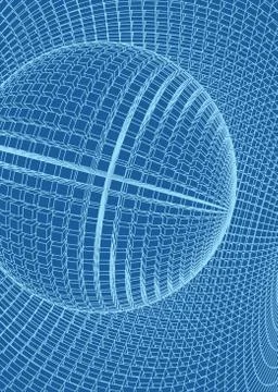 Abstract vector landscape background. Cyberspace grid. 3d technology Illustrazione stock
