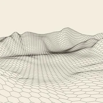 Abstract vector landscape background. Cyberspace grid. 3d technology イラスト素材