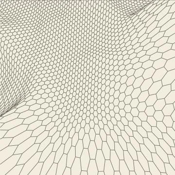 Abstract vector landscape background. Cyberspace grid. 3d technology Stock Illustration