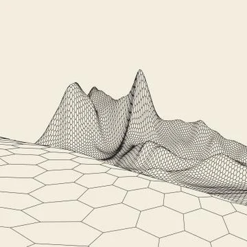 Abstract vector landscape background. Cyberspace grid. 3d technology Stock Illustration