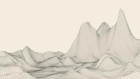 Abstract vector landscape background. Cyberspace grid. 3d technology Illustrazione stock