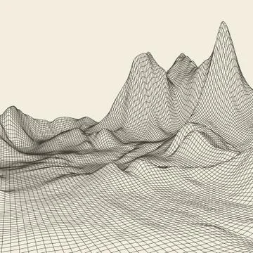 Abstract vector landscape background. Cyberspace grid. 3d technology Illustrazione stock