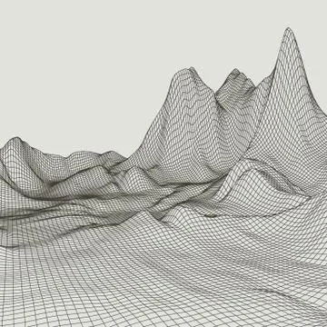 Abstract vector landscape background. Cyberspace grid. 3d technology Stock Illustration