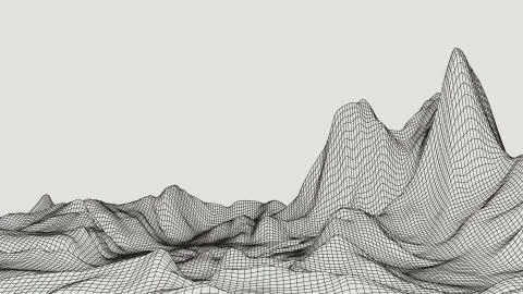Abstract vector landscape background. Cyberspace grid. 3d technology Illustrazione stock