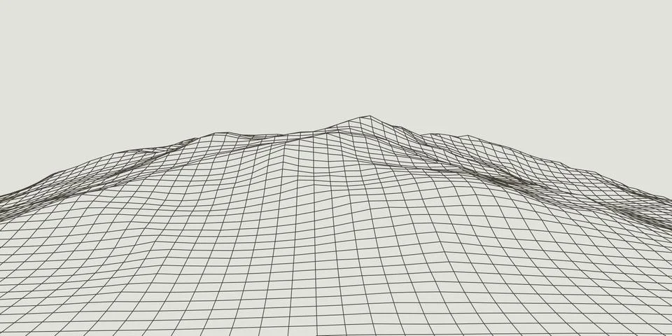 Abstract vector landscape background. Cyberspace grid. 3d technology Illustrazione stock
