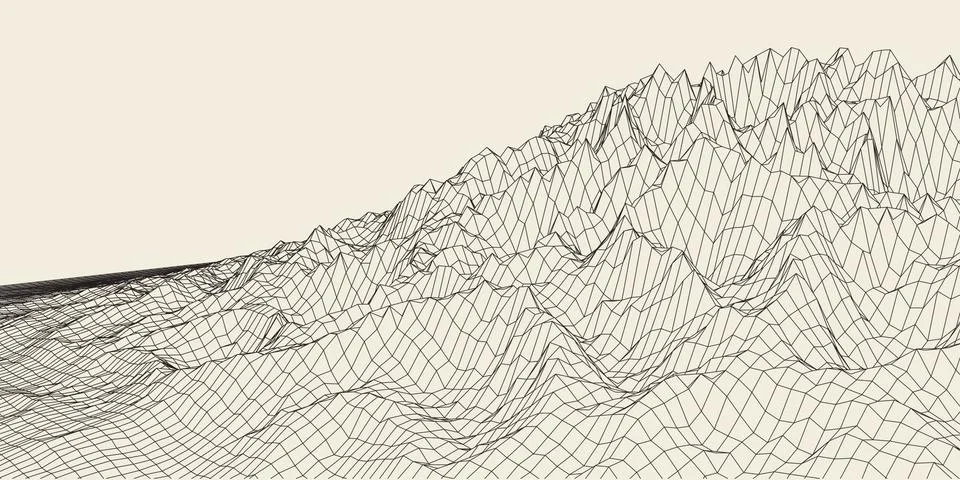 Abstract vector landscape background. Cyberspace grid. 3d technology Stock Illustration