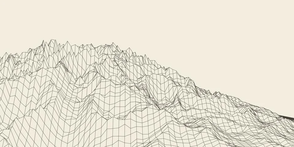 Abstract vector landscape background. Cyberspace grid. 3d technology Stock Illustration