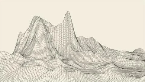 Abstract vector landscape background. Cyberspace grid. 3d technology Stock Illustration