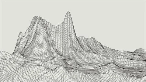 Abstract vector landscape background. Cyberspace grid. 3d technology Stock Illustration
